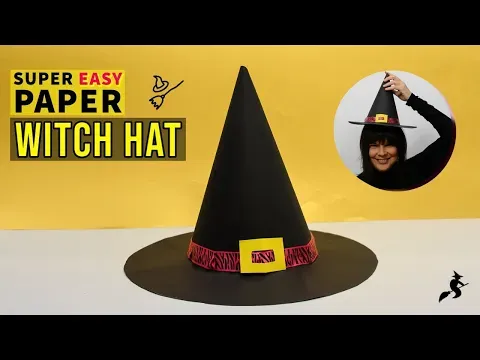 Paper Witch Hat, How to make paper hat.Easy witch hat tutorial.How to make a wizard hat out of paper