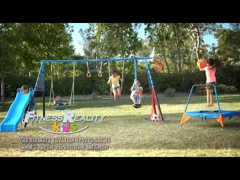 8476 - Fitness Reality Kids The Ultimate 8 Station Sports Metal Swing Set with Basketball and Soccer