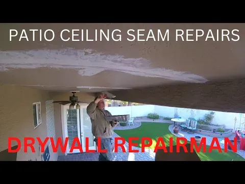 How-to repair patio ceiling drywall  seam cracks peeling texture  ceiling patio stress crack patch
