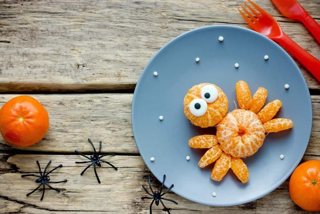 spooky fruits mandarin orange spiders