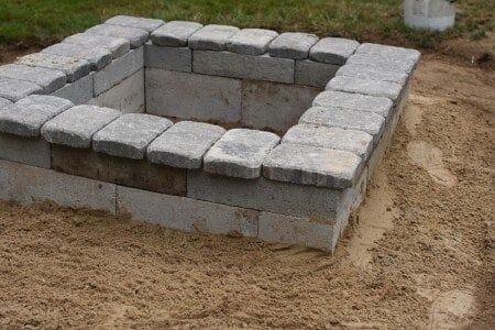 stone topped cinder block fire pit