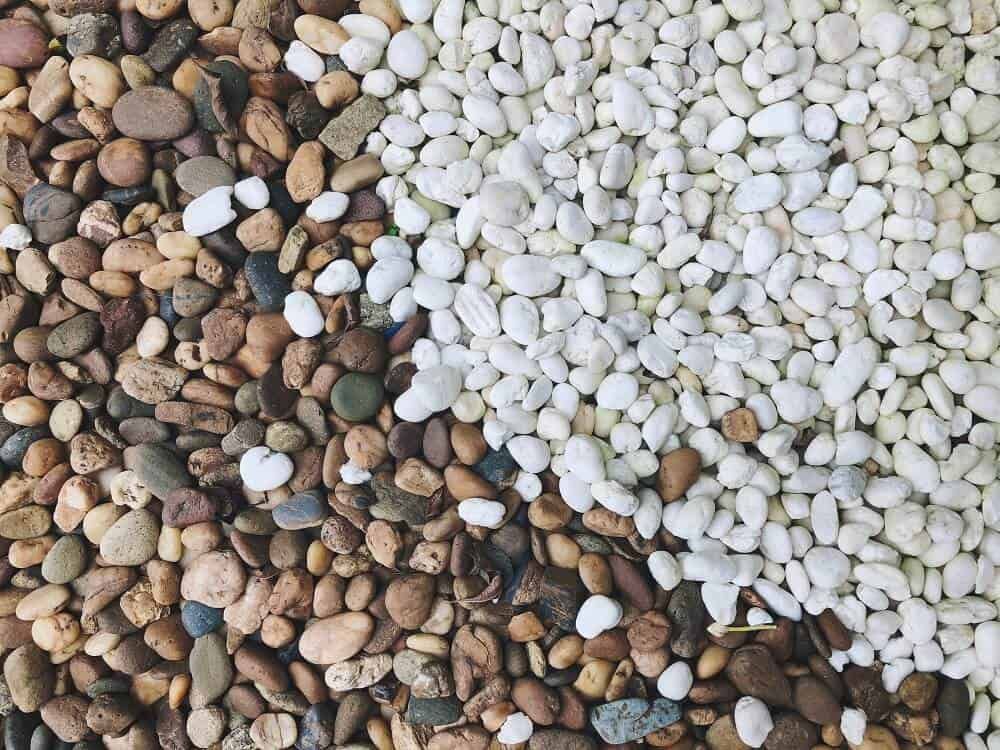 white and brown pebbles for rock garden