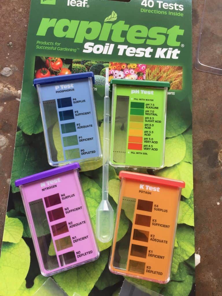 We've used Luster Leaf's at-home soil test multiple times. It gives you a general idea of the pH of your soil, as well as nitrogen, phosphorous, and potassium levels. 