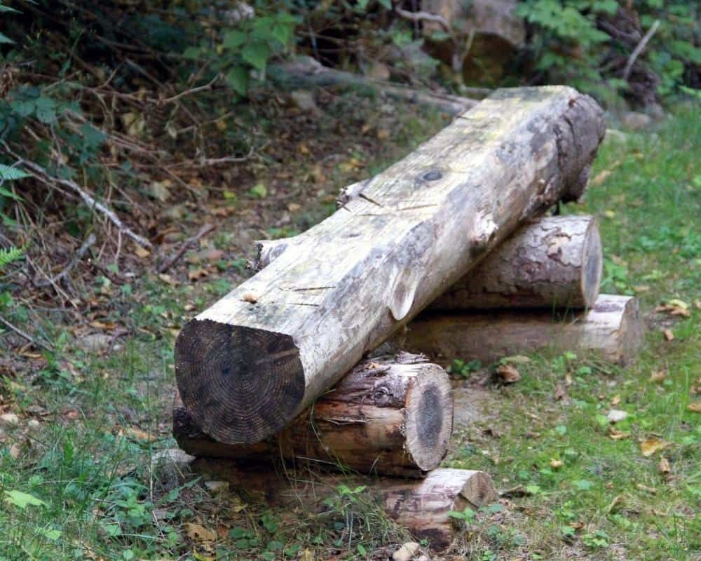 homemade simple log bench