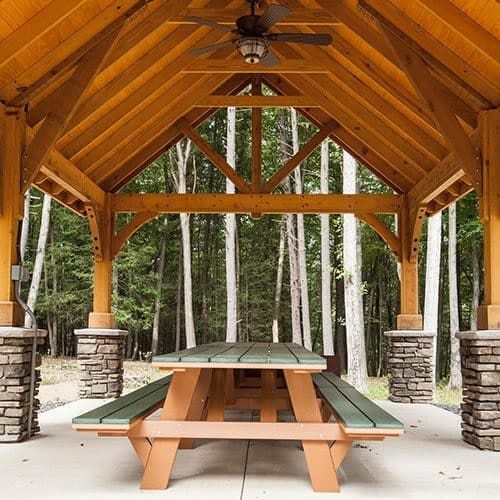 wood alpine picnic table pavilion