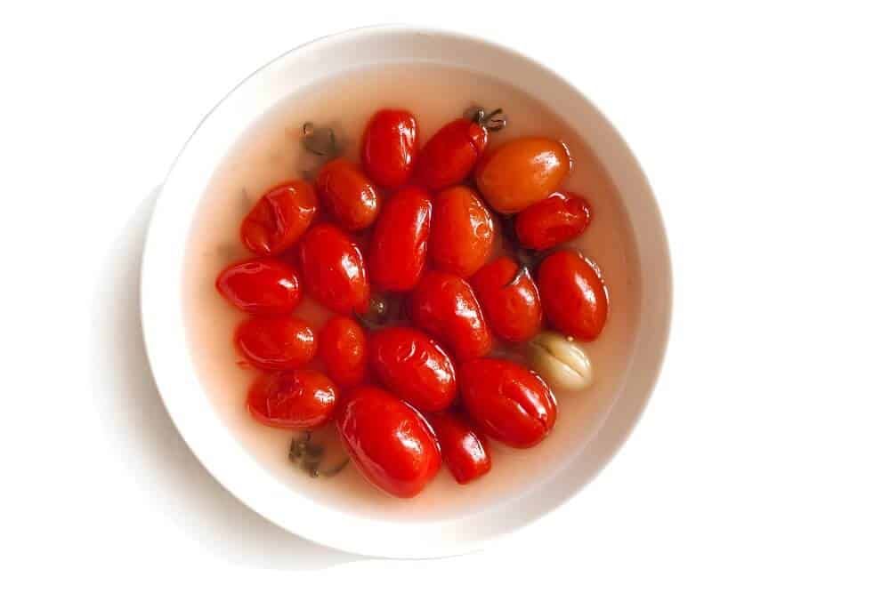 fermented cherry tomatoes in a bowl