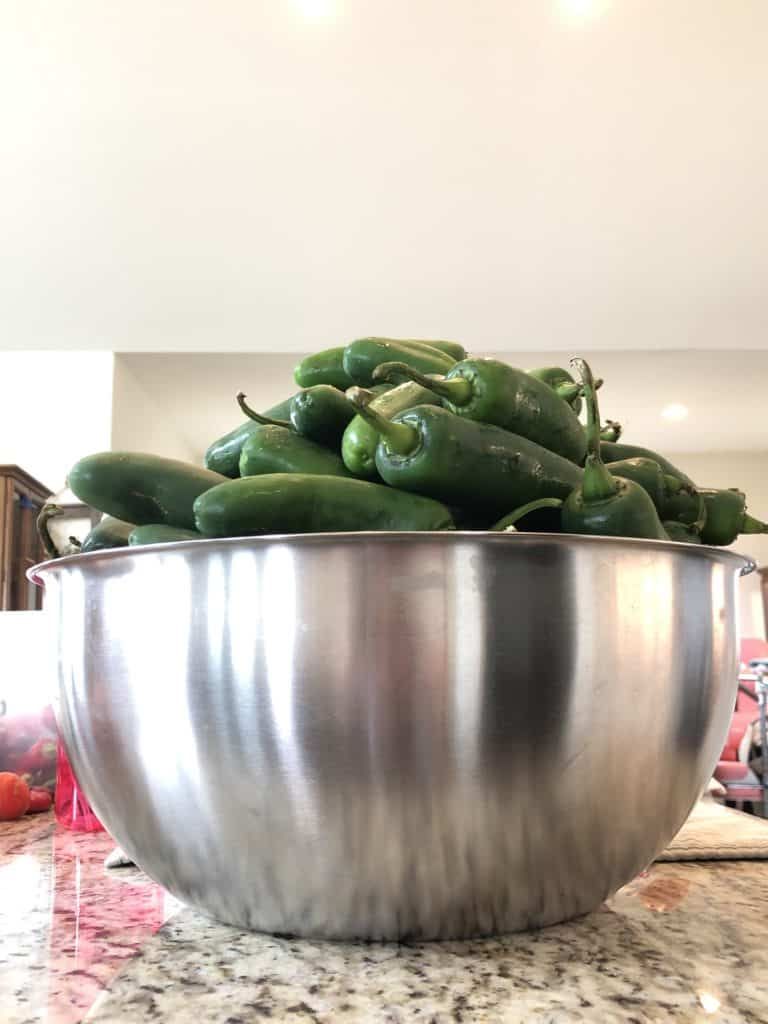 jalapenos in bowl for spicy sauce