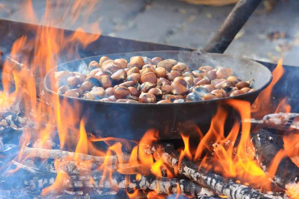 chestnuts roasting in hot bed of fiery coals