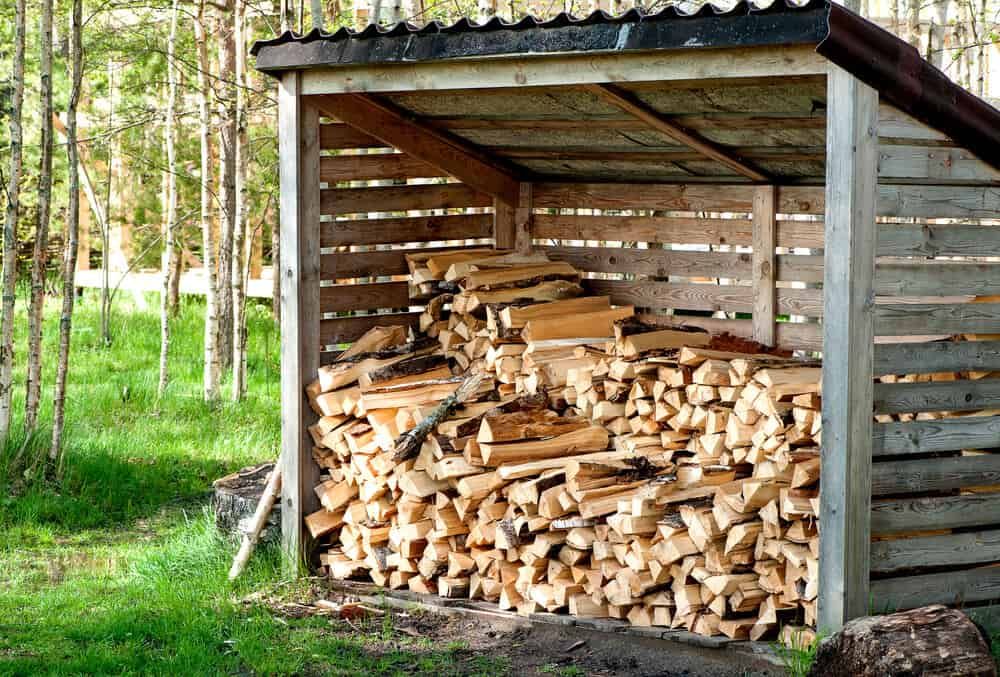 shed for storing seasoned firewood kindling