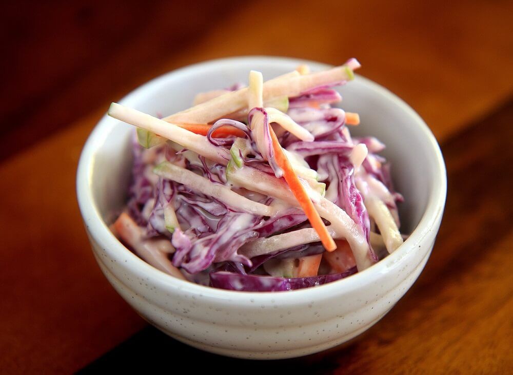 homemade coleslaw with cabbage and carrots