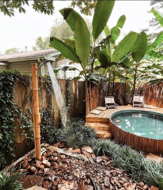 Tropical oasis backyard stock tank pool ideas