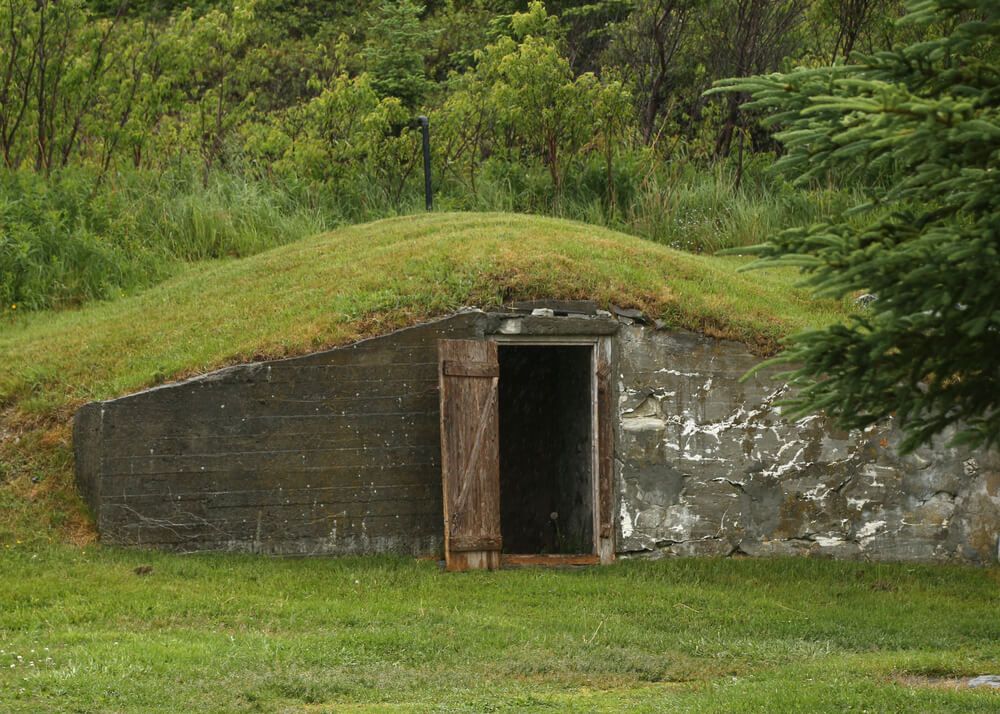 root cellar on sloped hill in newfoundland canada
