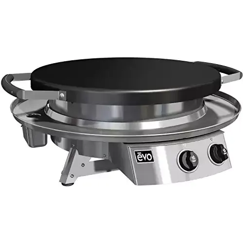 evo Professional Series Tabletop Gas Grill (10-0021-LP), Seasoned Steel Cooktop, Propane