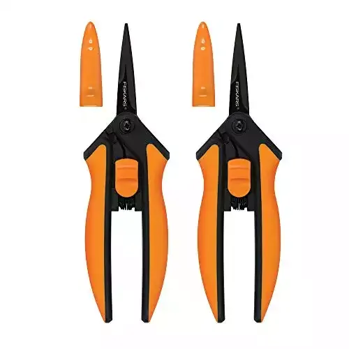 Fiskars Micro-Tip Pruning Snips, Non-Stick Blades, 2 Count