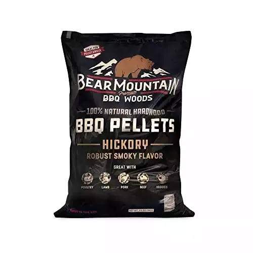 BEAR MOUNTAIN Premium BBQ WOODS FB14 Premium All-Natural Hardwood Hickory BBQ Smoker Pellets for Pellet Grills and Smokers, 40 lbs