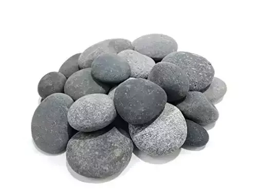 Premium Black Grey Mexican Beach Pebbles 3-5 inches, for Garden Decor – 50 Pounds