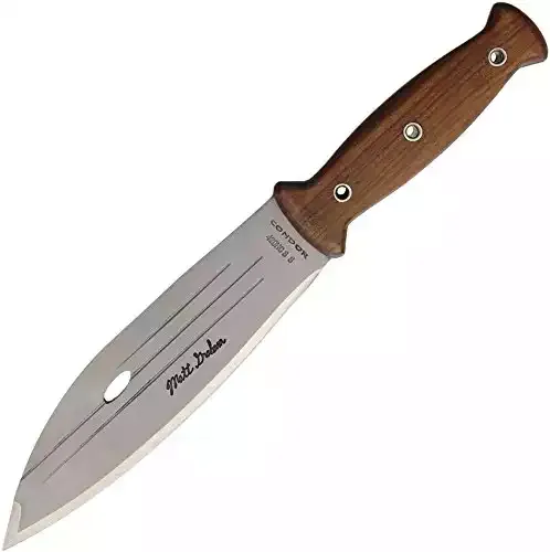 Condor Tool & Knife, Primitive Bush Knife, 8in Blade, Wood Handle with Sheath