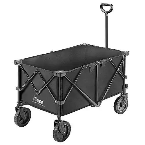 VIVOHOME Heavy Duty 176 Lbs Collapsible Folding Outdoor Utility/Garden Cart With 2 Drink Holders