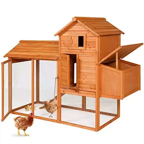 80-inch Outdoor Wooden Chicken Coop Multi-Level Hen House, Poultry Cage