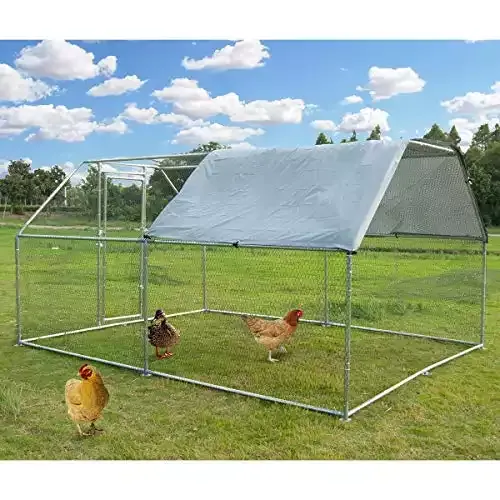 Large Metal Chicken Coop Walk-in Run House for Poultry