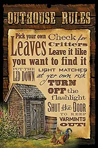 Bathroom Outhouse Rules 8x12-Inch Metal Sign