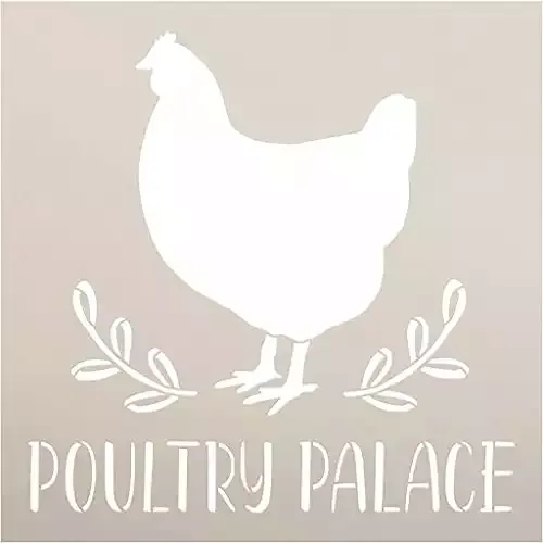 Poultry Palace Chicken Stencil by StudioR12 | DIY Farmhouse Home Decor | Craft & Paint Square Wood Sign | Reusable Mylar Template | Laurel Hen Country Kitchen Gift Select Size (9 inches x 9 inches...