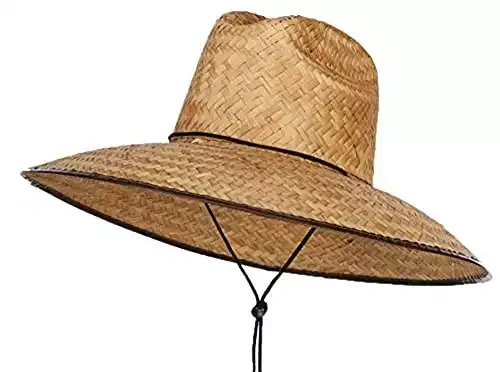 Men's Crushed Safari Straw Sun Hat,Life Guard Hat,Gardening,Out Door