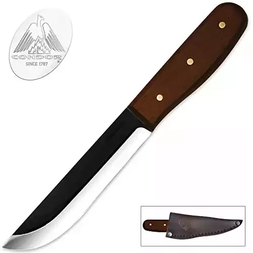 Condor Tool & Knife, Bushcraft Basic Camping Knife, 5in Blade, Walnut Handle with Sheath