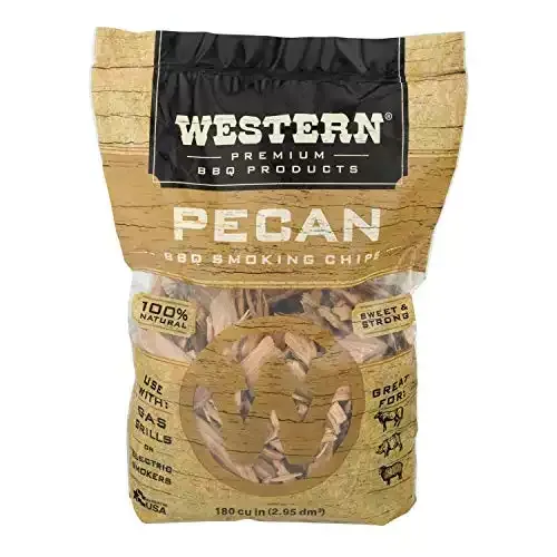 Western Premium BBQ Products Pecan BBQ Smoking Chips, 180 cu in
