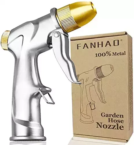 FANHAO Garden Hose Nozzle Sprayer, 100% Heavy Duty Metal