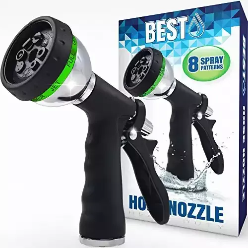 BEST Garden Hose Nozzle - High Pressure Technology - 8 Way Spray Pattern