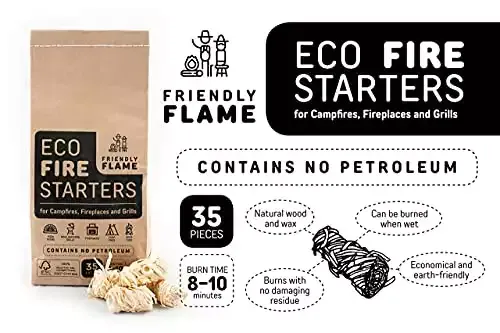 Eco Firestarters for Campfire Fireplace Charcoal BBQ Grill Wood Pellet | Friendly Flame Eco