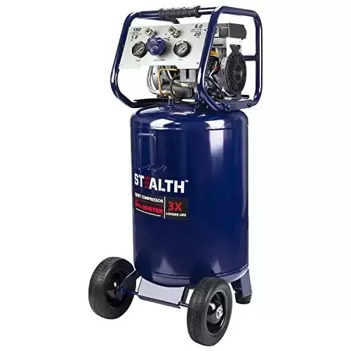 Stealth 20 Gallon Ultra Quiet Air Compressor,1.8 HP Oil-Free Peak 150 PSI 68 Decibel Air Compressor