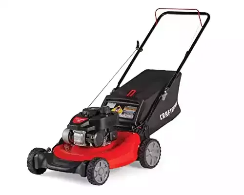 Craftsman M105 140cc Gas Powered Push 21-Inch 3-in-1 Lawn Mower with Bagger, 1-in, Liberty Red