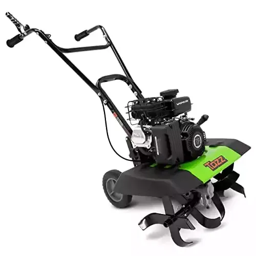 Tazz 35310 2-in-1 Front Tine Tiller/Cultivator, 79cc 4-Cycle Viper Engine, Gear Drive Transmission, Forged Steel Tines, Multiple Tilling Widths of 11”, 16” & 21”, Toolless Removable Side Shi...