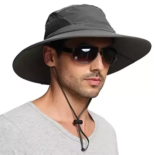EINSKEY Sun Hat for Men/Women, Waterproof Wide Birm Bucket Hat UV Protection Boonie Hat for Fishing Hiking Garden Beach