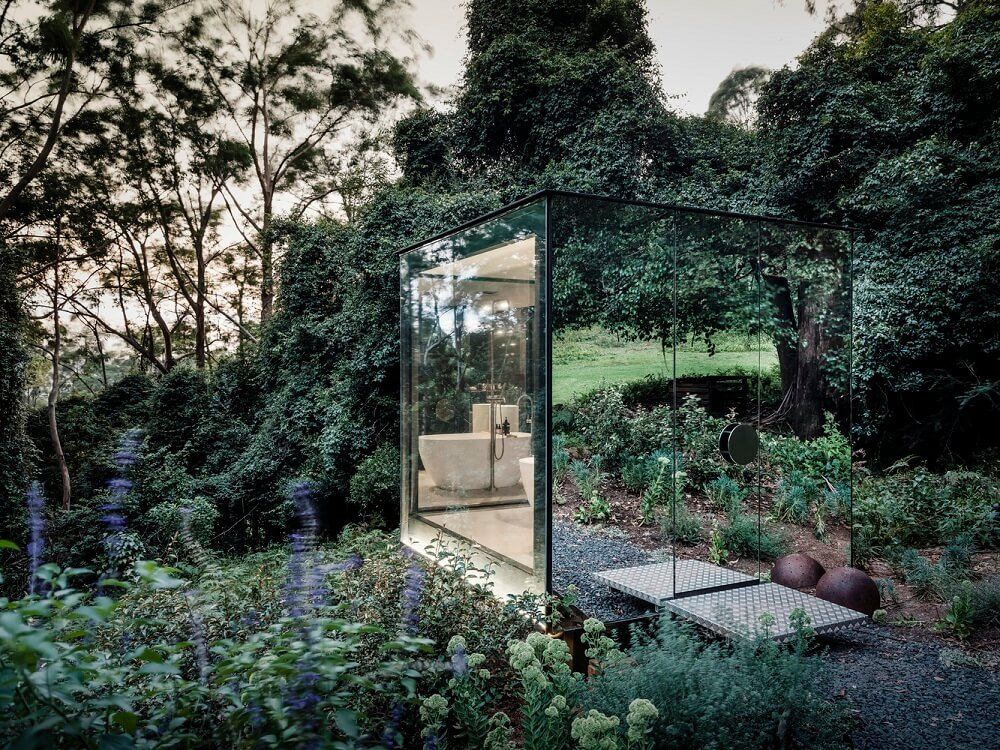 australian outhouse design with mirrors