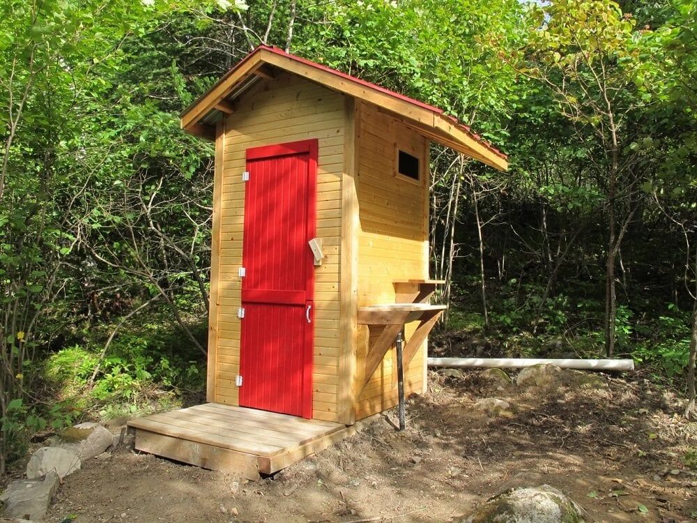 diy outhouse plan with cleaning station