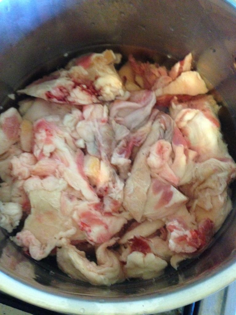 rendering tallow meat pieces