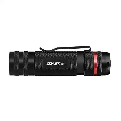 Coast PX1 480 Lumen LED Flashlight - Twist Focus and Adjustable Pocket Clip