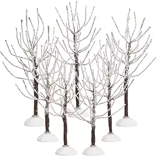 7 Pieces Christmas Decor Trees, Snow Covered Village Trees