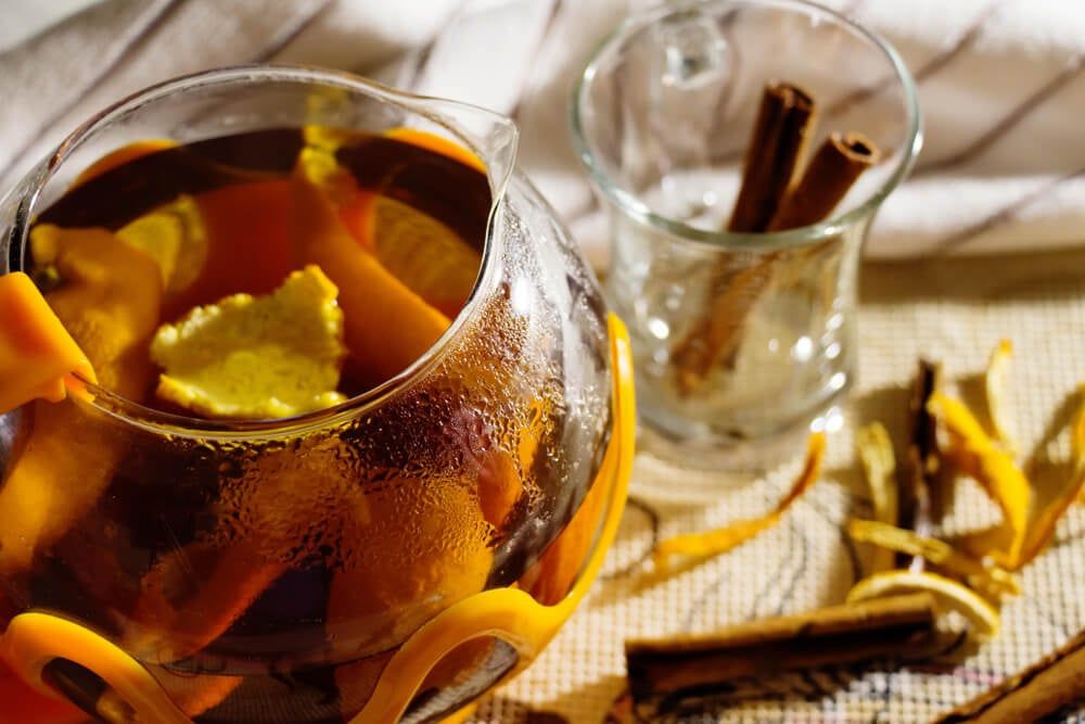 homemade orange peel and cinnamon tea