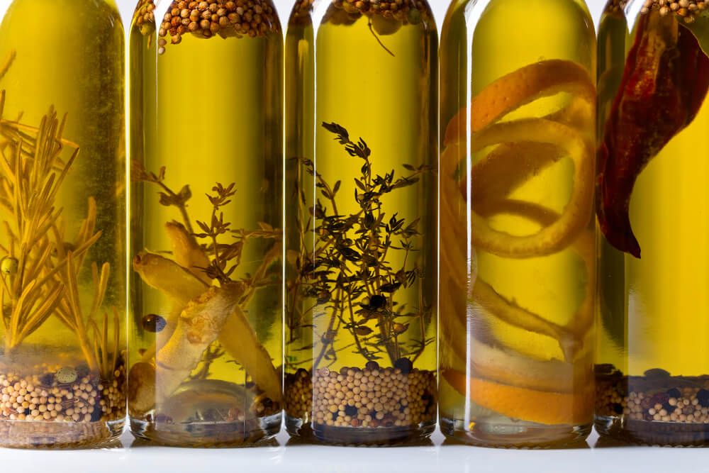 olive oil infused with garden herbs and spices