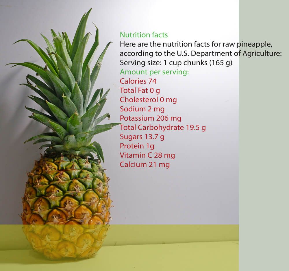 pineapple nutrient data calories fat and sugar content