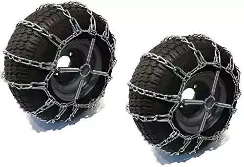 The ROP Shop | Pair of 2 Link Tire Chains & Tensioners 14x5.5x5 for Snow Blowers, Lawn & Garden Tractors, Mowers & Riders