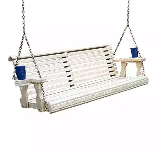 Amish Heavy Duty 800 Lb Roll Porch Swing with Hanging Chains and Cupholders | CAF
