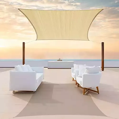 16' x 20' Beige Rectangle Sun-Shade Sail Canopy Mesh Fabric | ColourTree