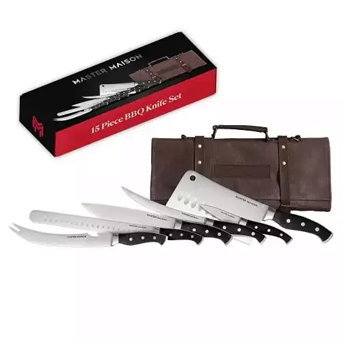 15-Piece BBQ Knife Set With Durable Canvas Carrying Case | Master Maison