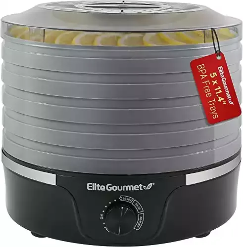 Food Dehydrator, 5 BPA-Free 11.4" Trays Adjustable Temperature Controls | Elite Gourmet