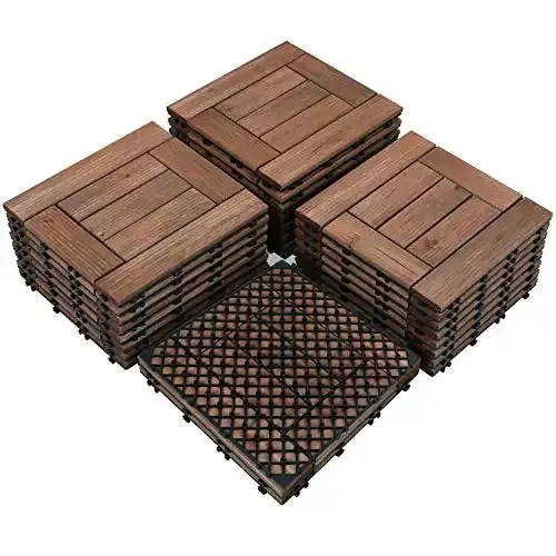 Patio Deck Tiles Interlocking Wood Composite Decking Floor | Topeakmart
